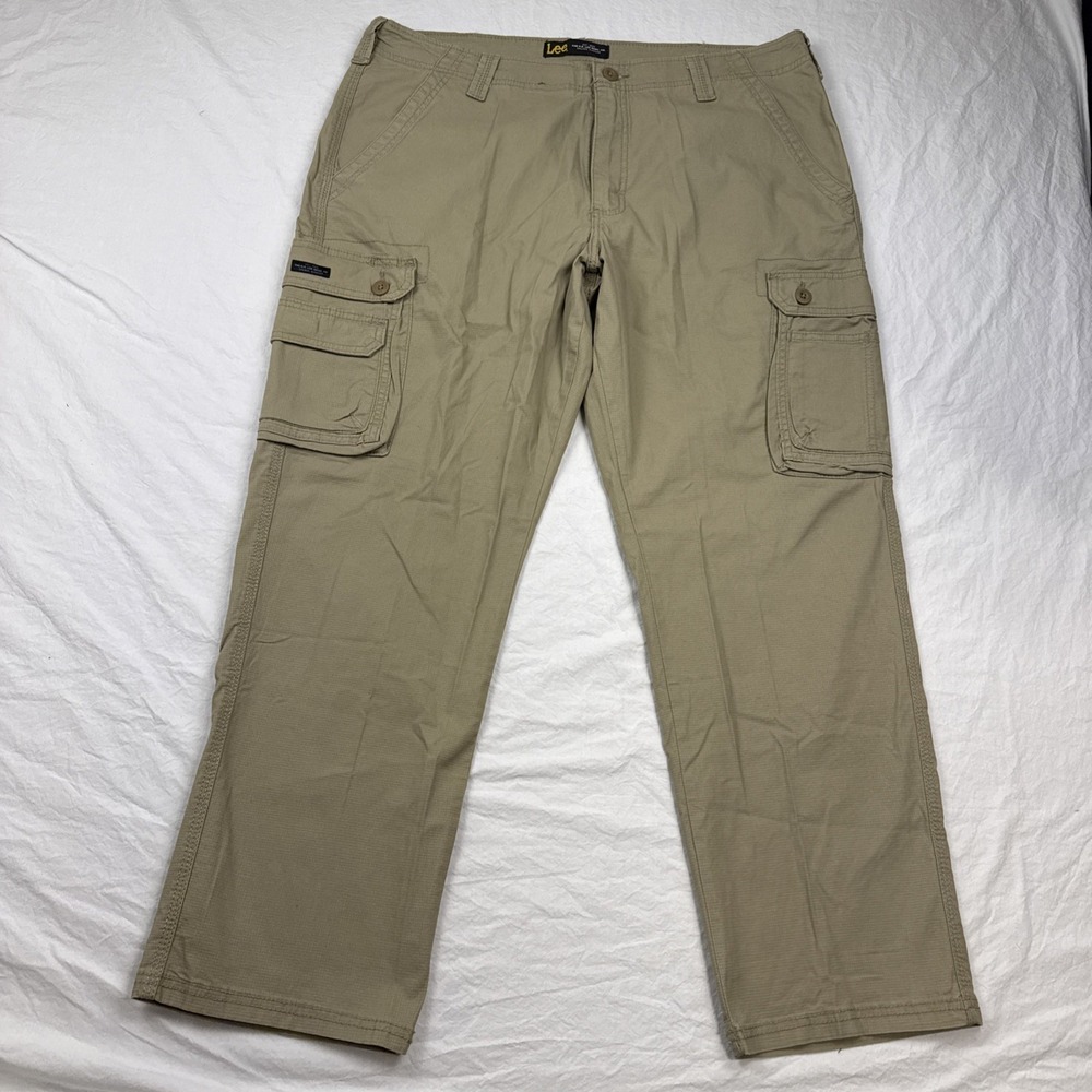 New Lee Cargo Pants‎ Mens 38x30 Relaxed Fit Straight Leg Khaki Ripstop Stretch